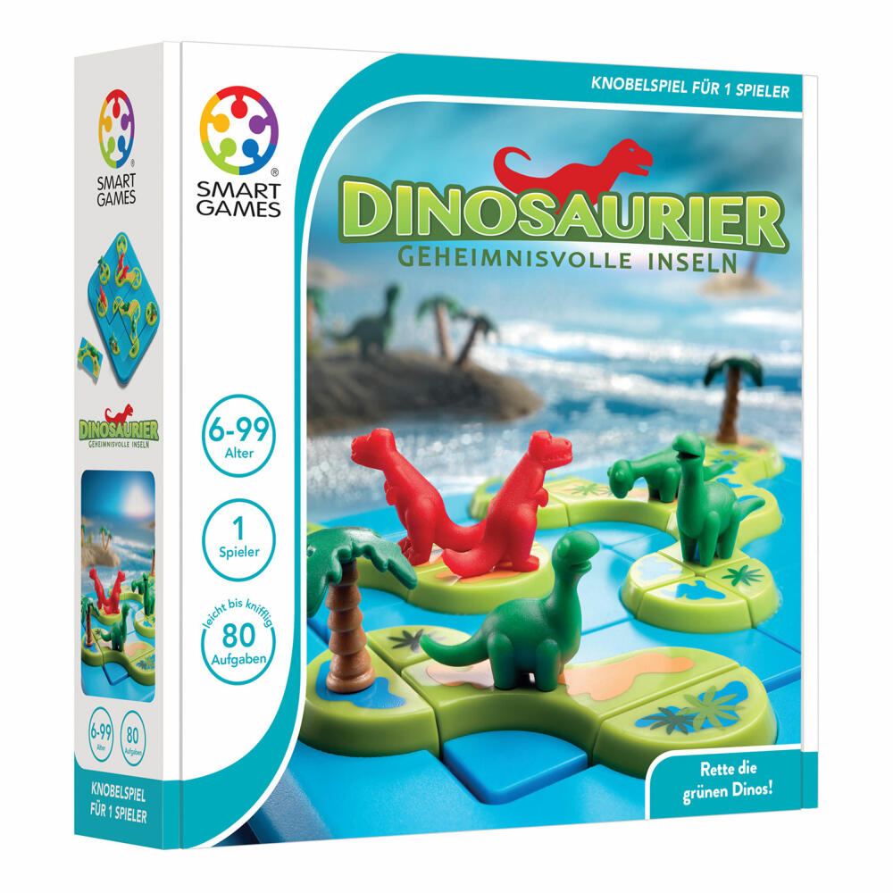 Smart Games Solitärspiel Dinosaurier Geheimnisvolle Inseln, Knobelspiel, Kinderspiel, Kinder Spiel, ab 6 Jahren, SG 282 DE