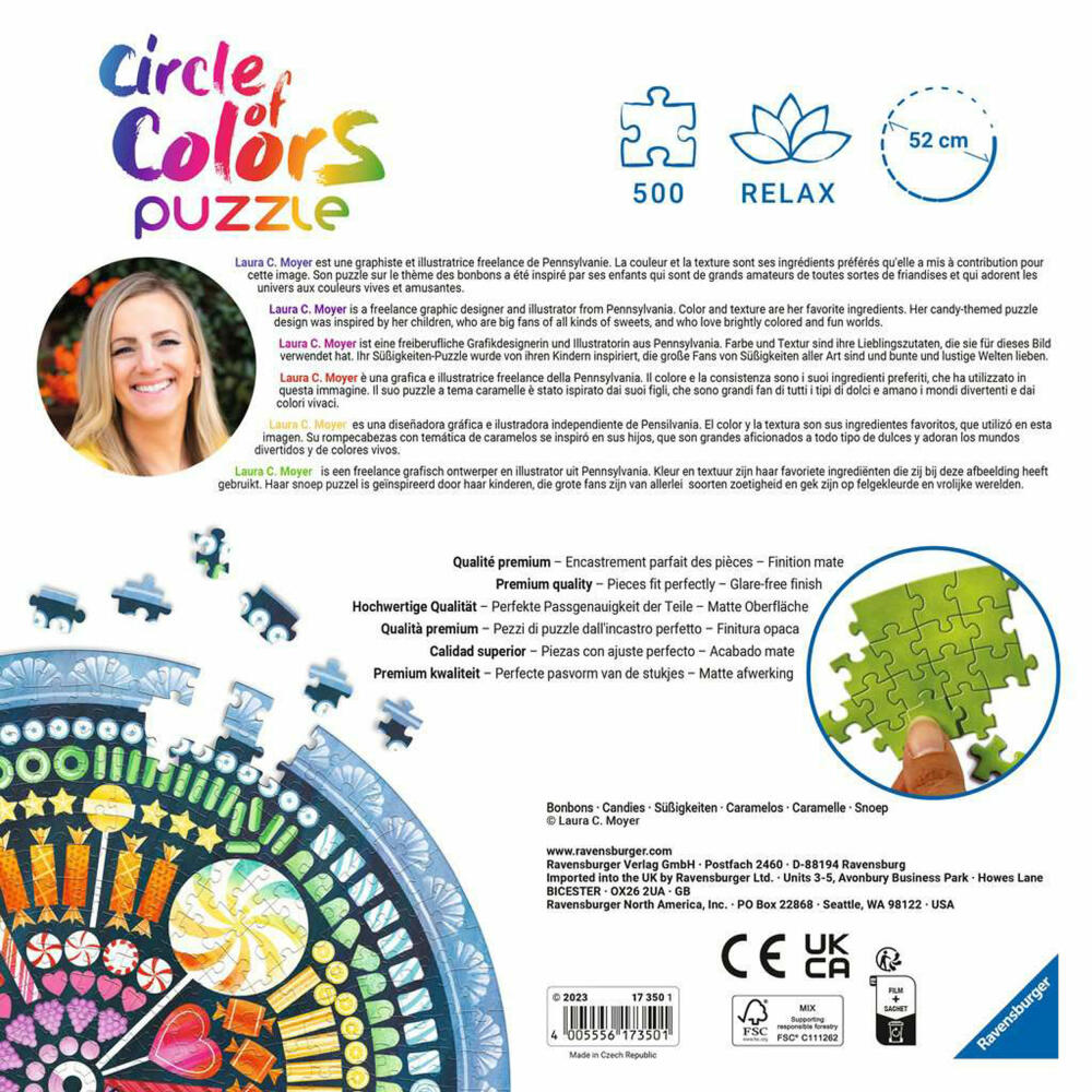 Ravensburger Puzzle Circle of Colors Candy, adult puzzle, 500 pieces, from 12 years, 17350