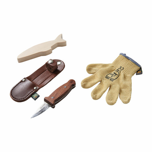 HABA Terra Kids Basis-Schnitzset, Schnitz Handschuh, Schnittschutz, Schnitzmesser, 302622