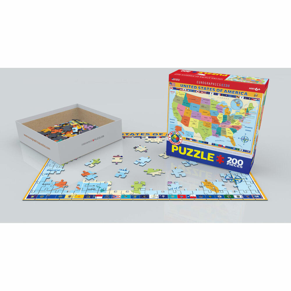 Eurographics Puzzle Karte der Vereinigten Staaten, 200 Teile, 48 x 33 cm, 6200-0651