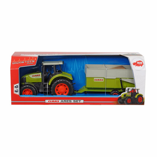 Dickie Toys CLAAS Ares Set, Tractor with Trailer, Agricultural Machinery, Tractor, Tipper, Toy, Car, 203739000