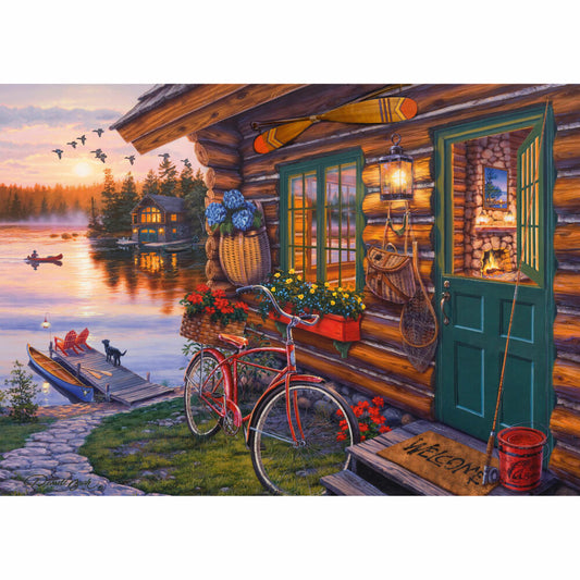 Schmidt Spiele Puzzle Seehütte mit Fahrrad, Darrel Bush, Erwachsenenpuzzle, Premium, 1000 Teile, 58531