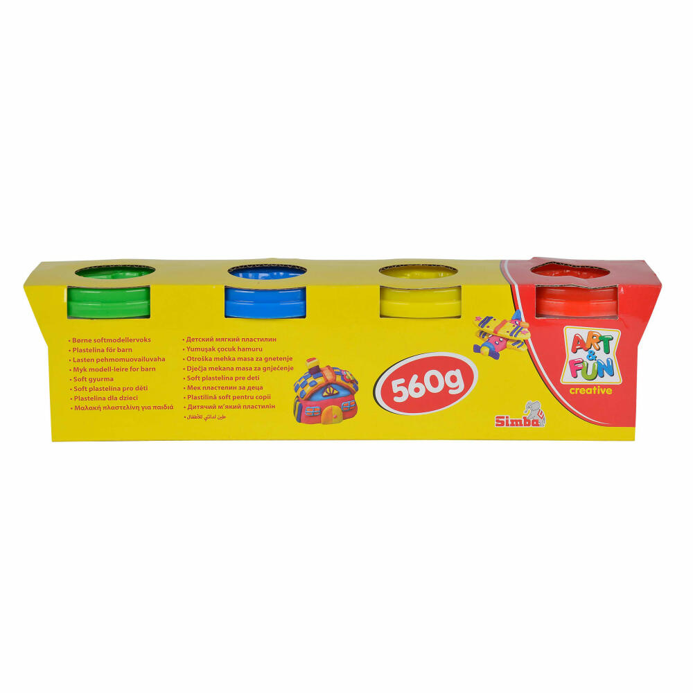 Simba Art & Fun Softknete, Knete, Bastelknete, Knetgummi, Weichknete, 4 Farben, 106320642