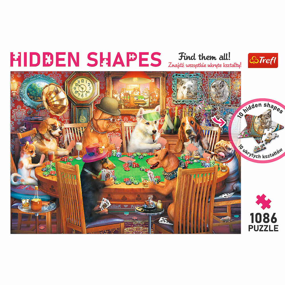 Trefl Puzzle Hidden Shapes Dogs Game Night, 1011 pieces, 68.3 x 48 cm, 10749