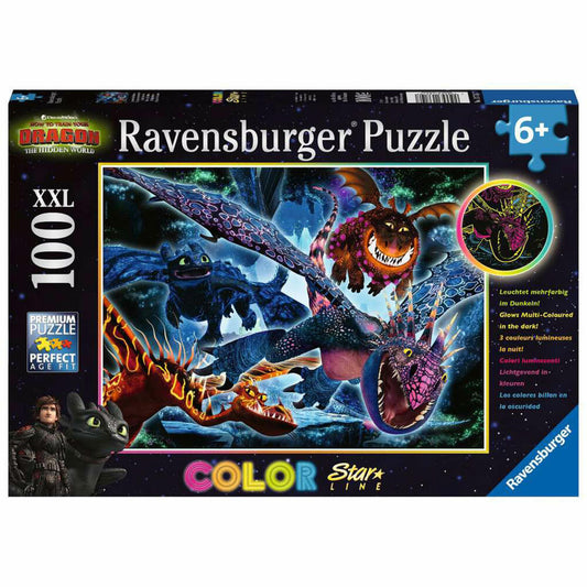 Ravensburger Children's Puzzle Glowing Dragons, Puzzle with XXL Pieces, 100 XXL Pieces, 13710