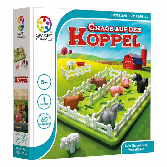 Smart Games Solitärspiel Chaos auf der Koppel, Denkspiel, Kinderspiel, Kinder Spiel, ab 6 Jahren, SG 091 DE