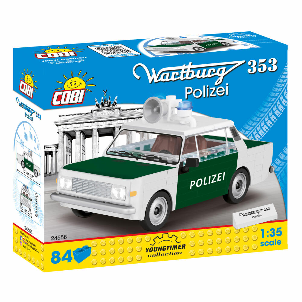 COBI Youngtimer Collection Wartburg 353 Polizei, Auto, Fahrzeug, Sammelautos, Spielzeug, Spielen, Konstruktionsbausteine, 84 Teile, 24558