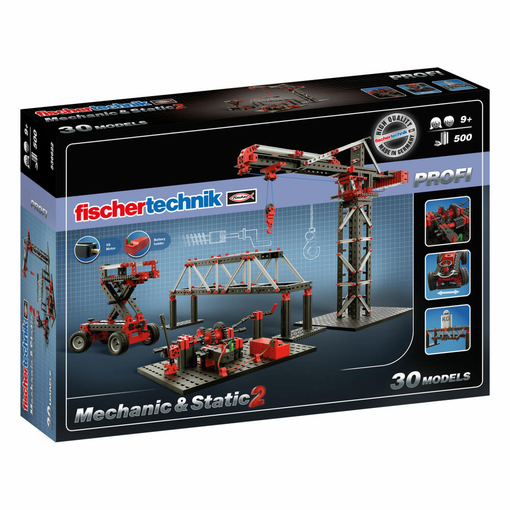 fischertechnik Profi Mechanix & Static 2, 500-tlg., Technik Spielzeug, Motorikspielzeug, Baukasten, 536622