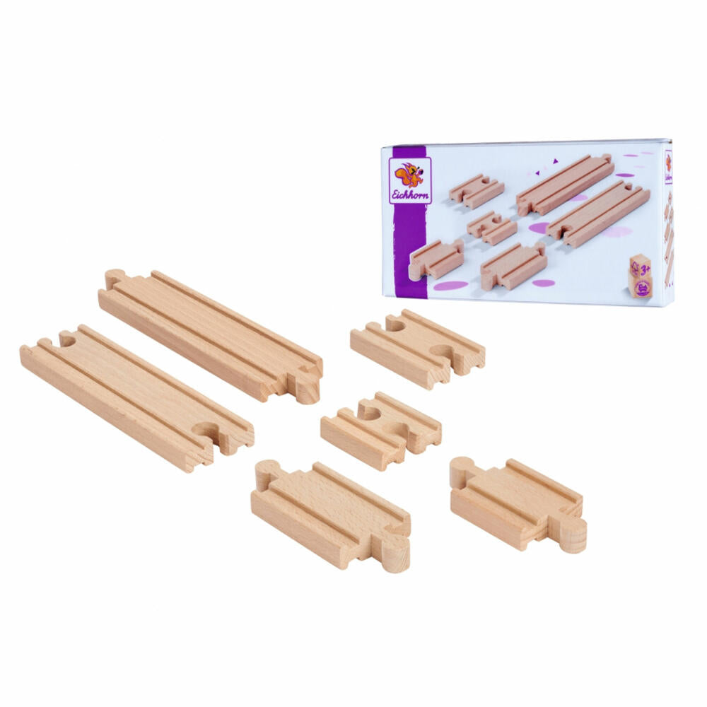 Eichhorn Railway Compensating Rails, 6-piece, Railway Accessories, Wooden Railway, Supplement, Extension, Rails, 100006402