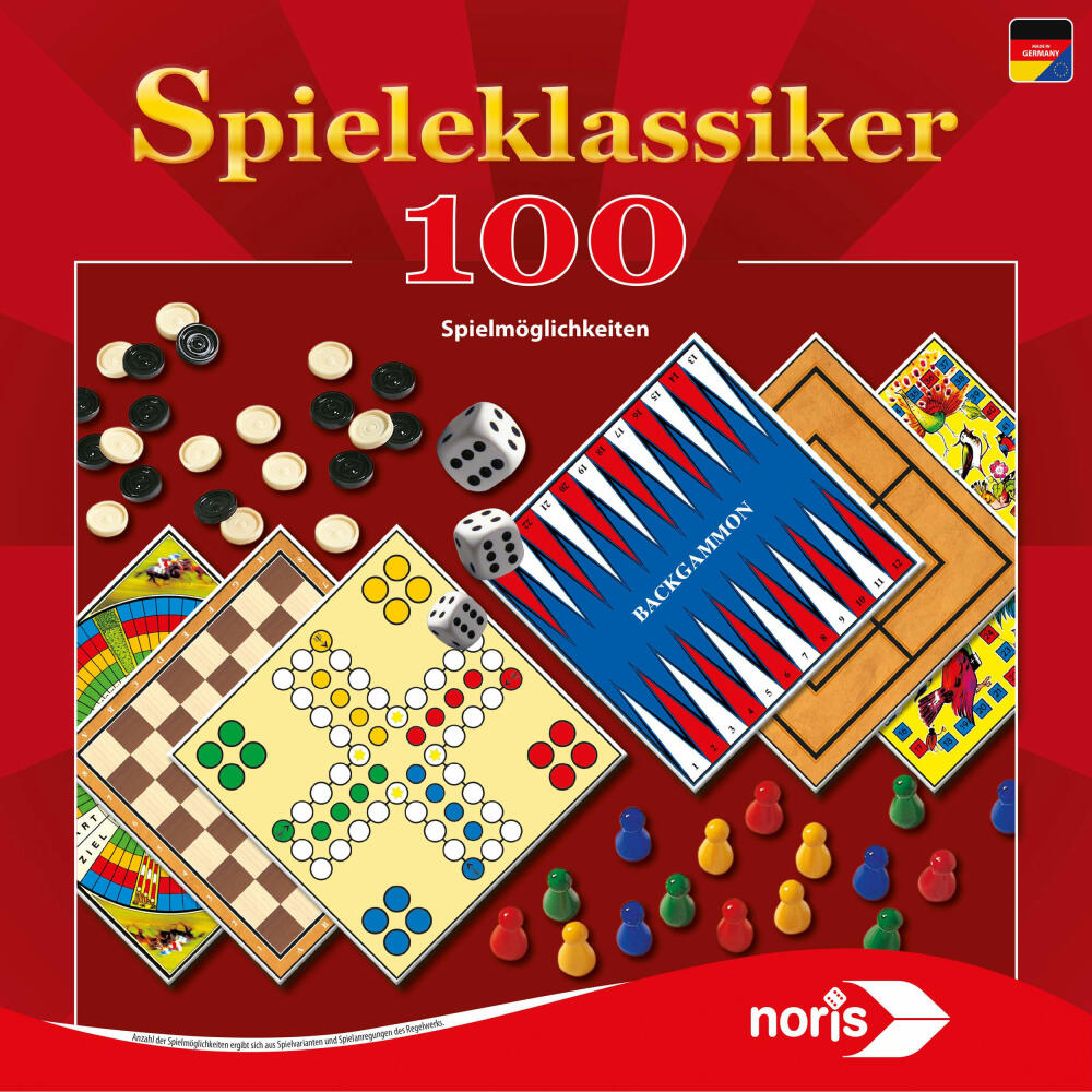 Noris classic games, game collection, board game, family, game, 100 game possibilities, 606111686
