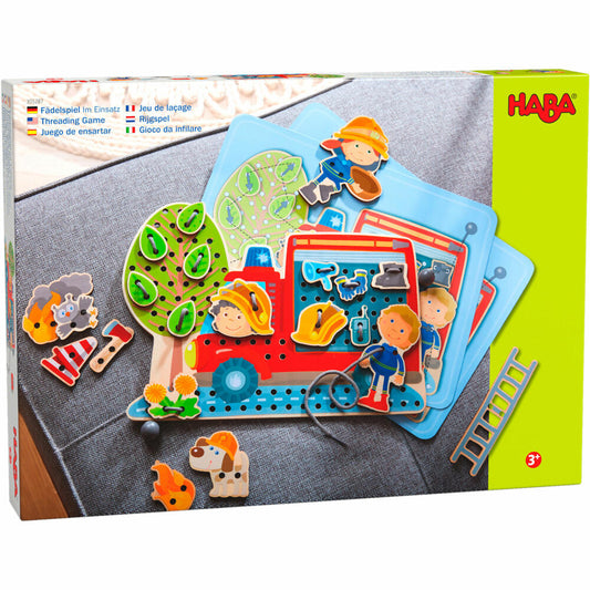 HABA Fädelspiel Im Einsatz, Bastelspiel, Kreativspiel, ab 3 Jahren, Polyester, Sperrholz, 305287