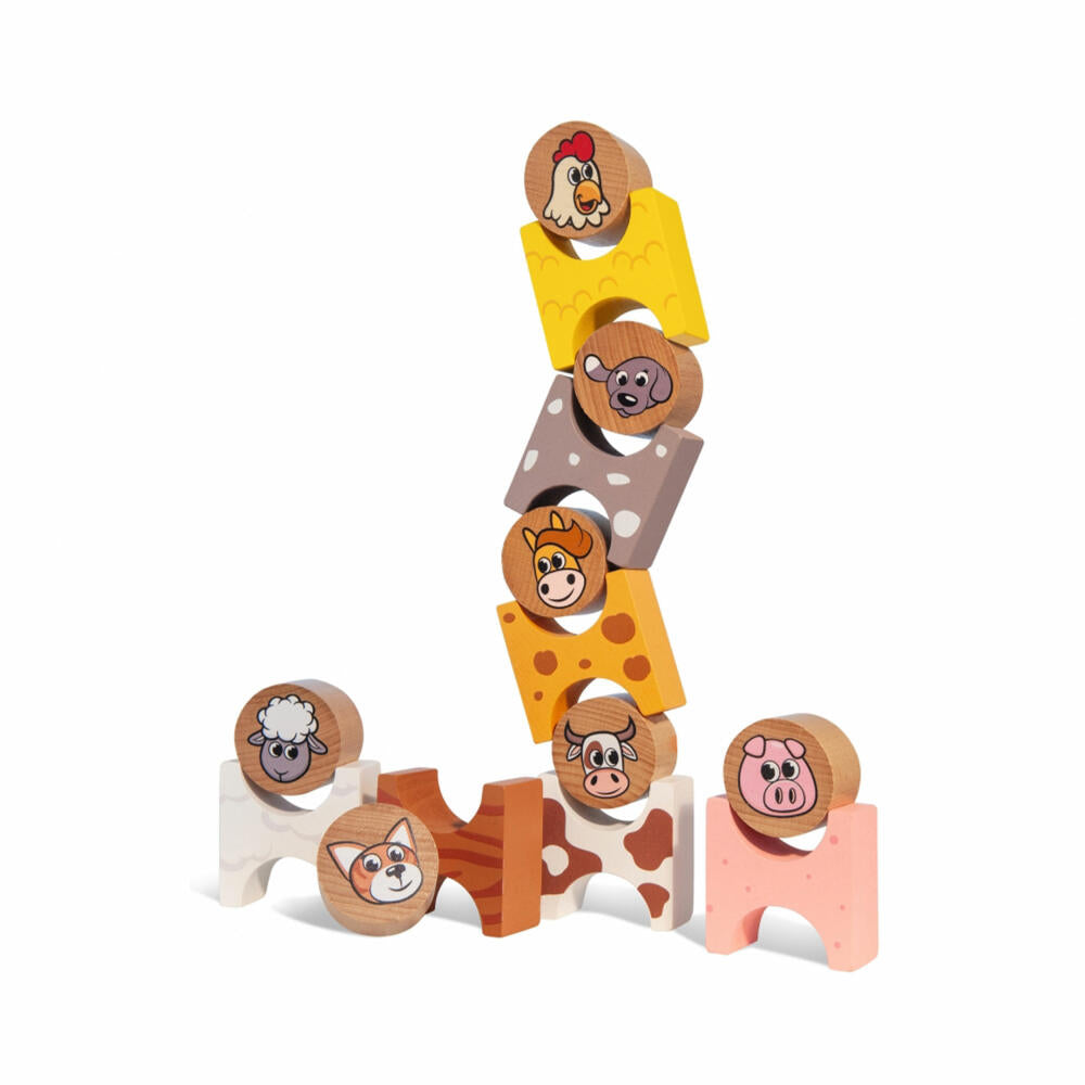 Eichhorn Stacking Game Farm, Stacking Toy, Motor Skills Toy, Skill Game, 100005201