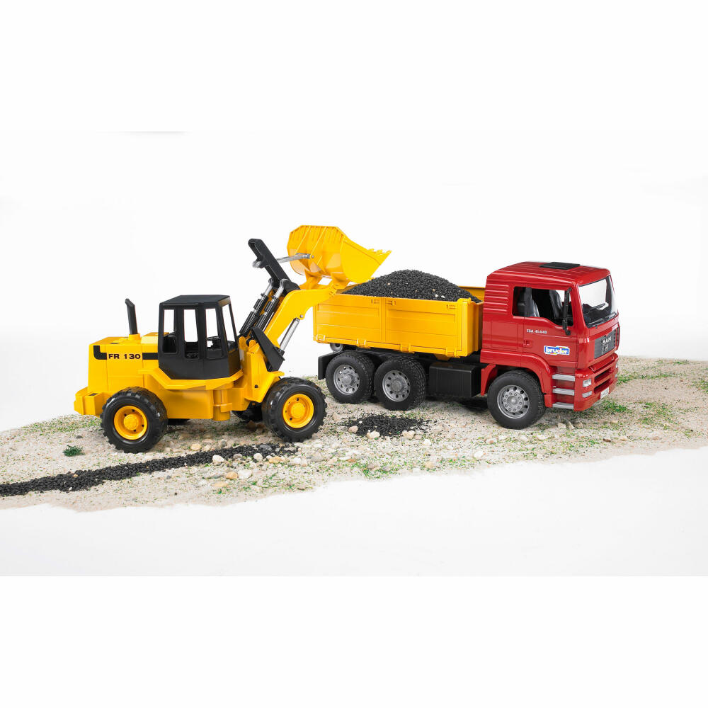 Bruder Construction Vehicles MAN TGA Tipper Truck, with Articulated Wheel Loader FR130, Truck, Model Vehicle, Model Vehicle, Toy, 02752