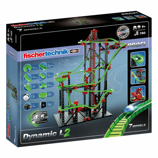 fischertechnik Profi Dynamic L2, 780-tlg., Rolling Action, Kugelbahn, Motorikspielzeug, Baukasten, 536621