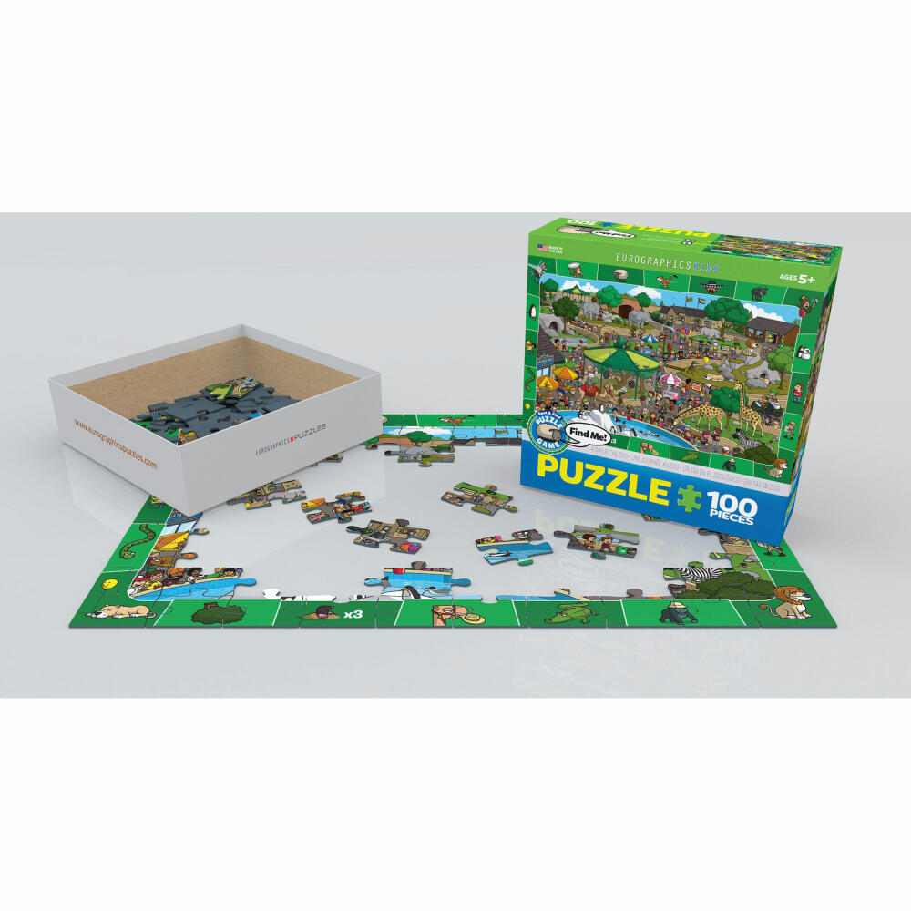 Eurographics Puzzle A Day at the Zoo - Search &amp; Find, 100 pieces, 48 ​​x 33 cm, 6100-0542