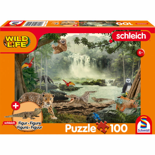 Schmidt Spiele Schleich Wild Life In The Rainforest, Puzzle, Children's Puzzle, with Add-on, 100 Pieces, 56467