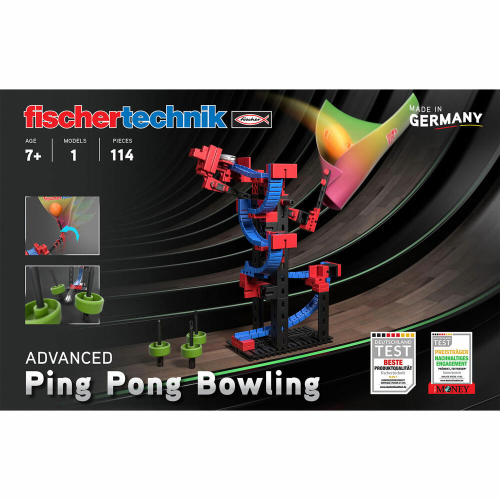 fischertechnik Advanced Ping Pong Bowling, 114 pcs., construction kit, ball track, construction toy, 569017