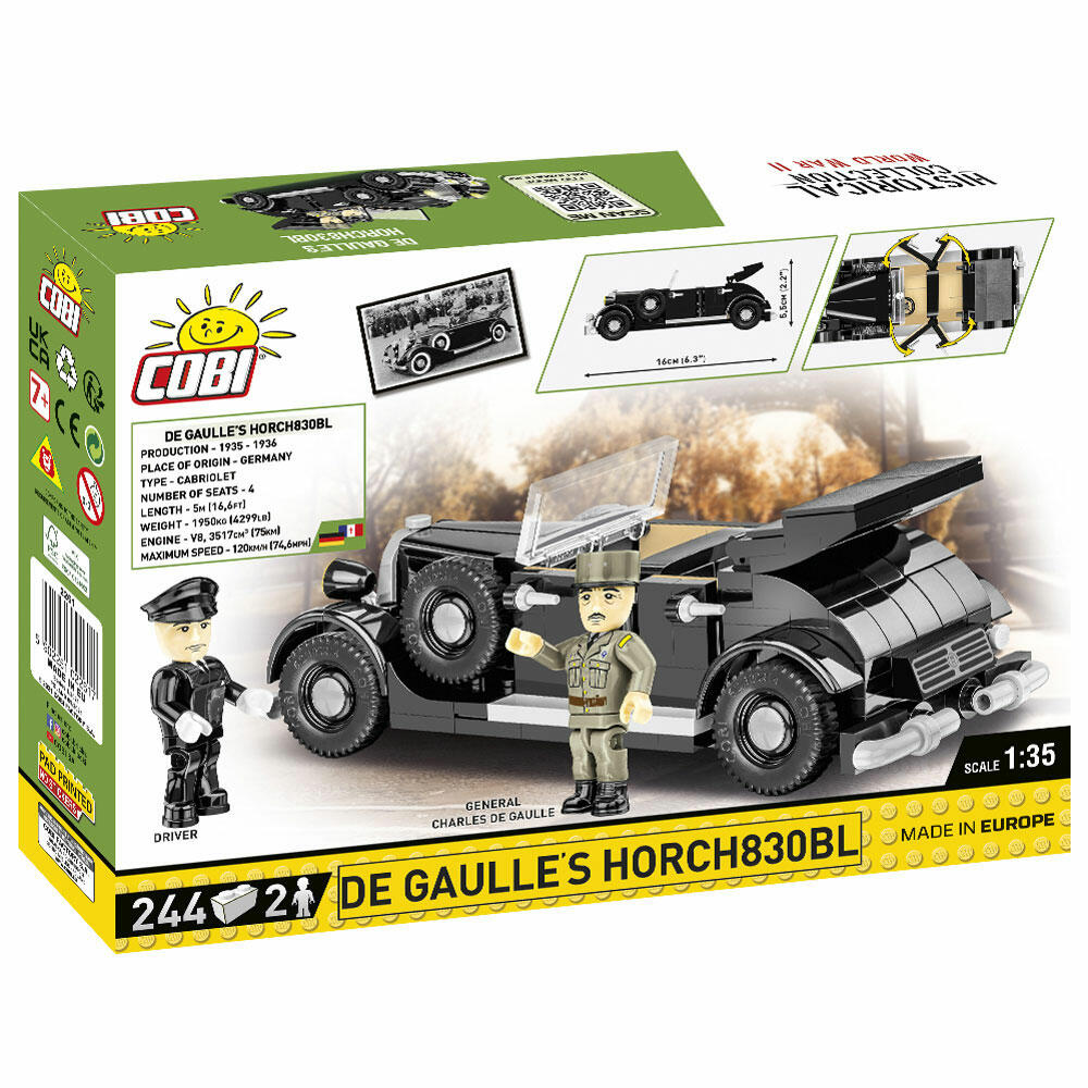COBI Klemmbausteinset De Gaulle's Horch830BL, World War 2 Historical Collection, Auto, Klemmbausteine, 244 Teile, 2261