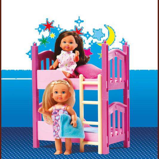Simba Evi Love Stockbett, Etagenbett, Doppelbett, Puppe, Spielzeug, 2 Figuren, 12 cm, 105733847