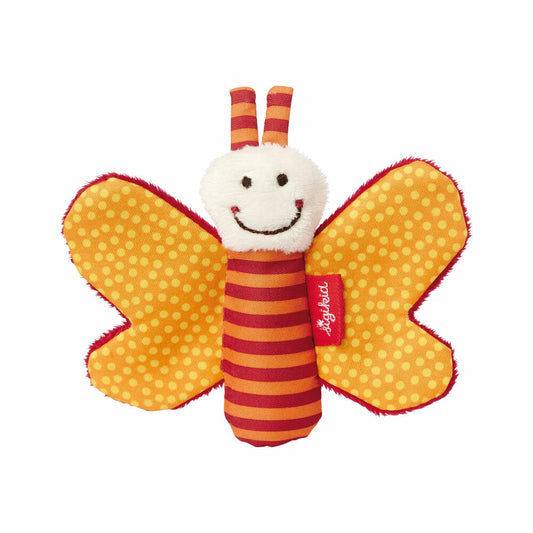 sigikid Red Stars Schmetterling, Knister-Schmetterling, Knisterfolie, Greifling, Babyspielzeug, Baby Spielzeug, Polyester, Orange, 41181