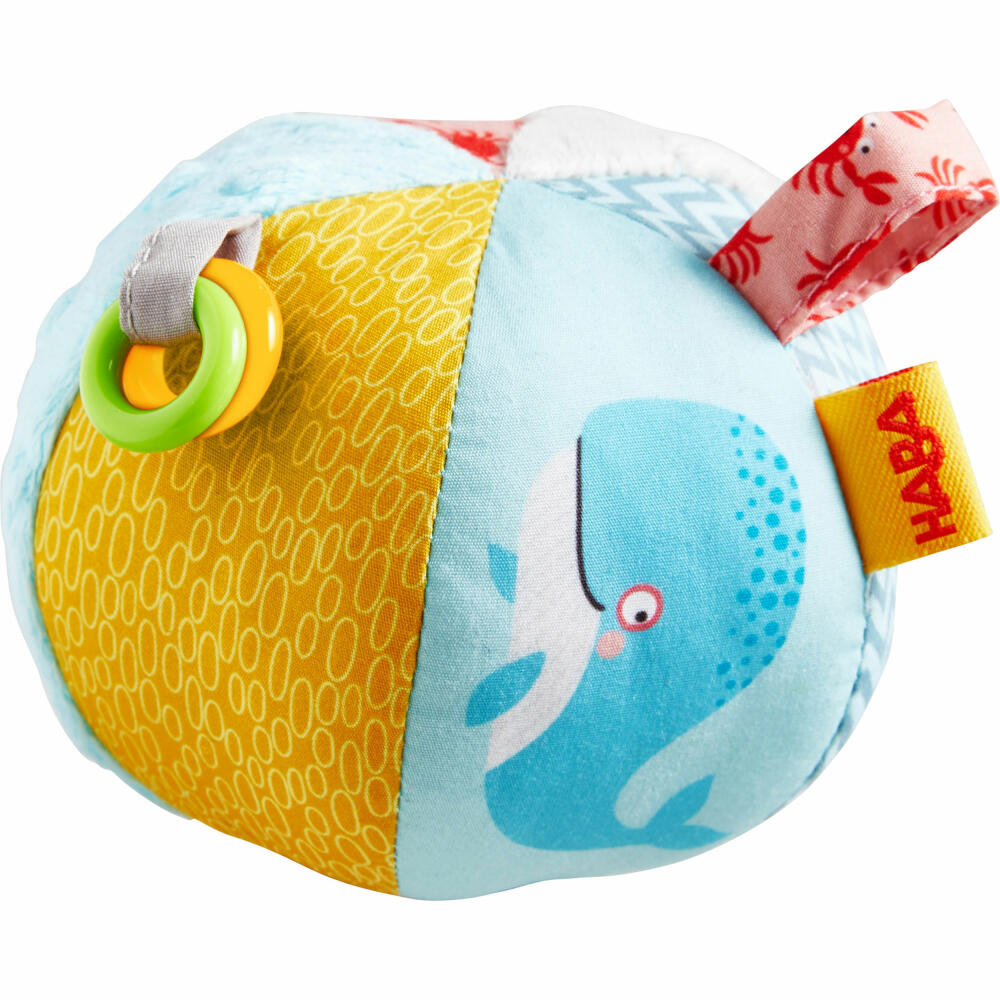 HABA Baby Ball Sea World, Play Ball, Toy Ball, from 6 months, ABS plastic, Polyester, 14 cm, 306077