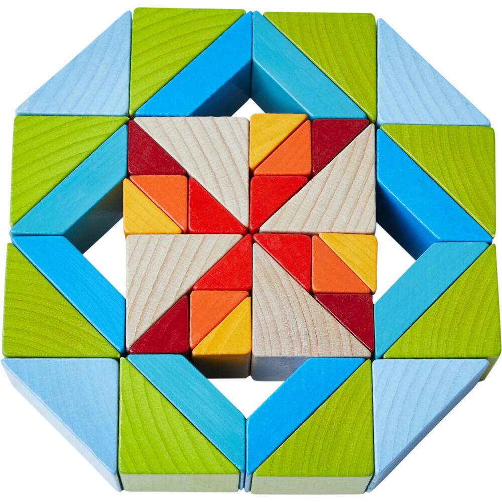 HABA 3D-Legespiel Würfelmosaik, Puzzlespiel, Würfel, Klötze, Buche, Pappe, 305459