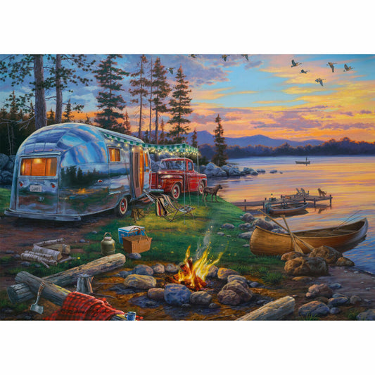 Schmidt Spiele Puzzle Campingidyll am See, Darrel Bush, Erwachsenenpuzzle, Premium, 1000 Teile, 58533