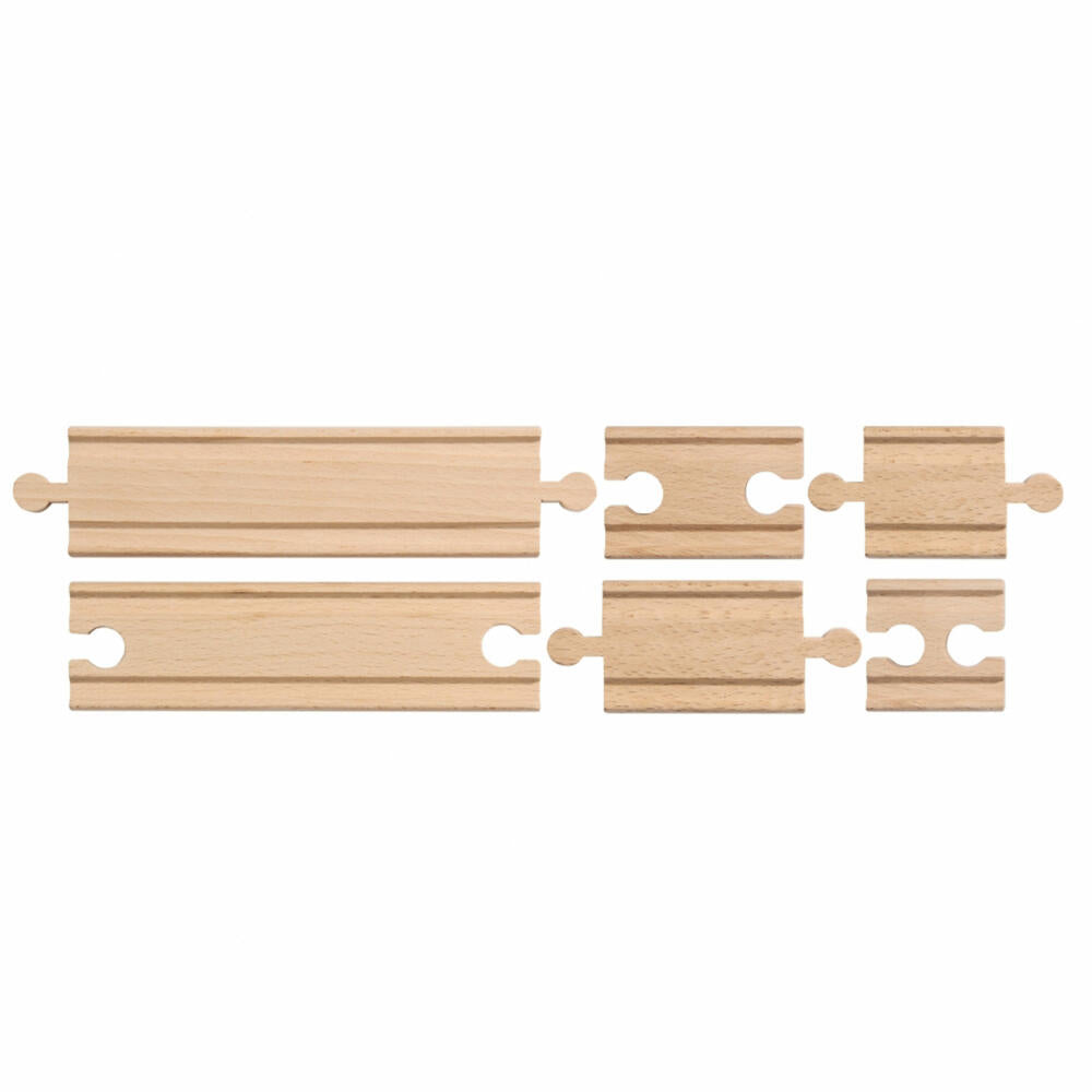 Eichhorn Railway Compensating Rails, 6-piece, Railway Accessories, Wooden Railway, Supplement, Extension, Rails, 100006402