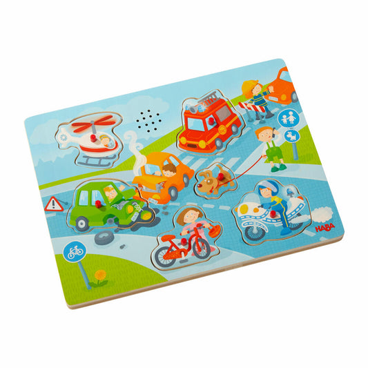 HABA Sound-Puzzle In der Stadt, Greifpuzzle, Kinder Spielzeug, Ab 2 Jahre, 303180