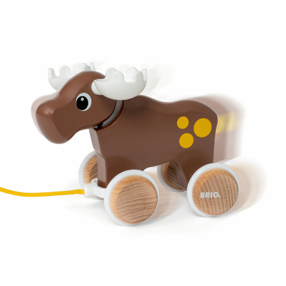 BRIO Pull-Along Elk, Pull-Along Toy, Pull-Along Toy, Wooden Toy, Wooden Toy, Toddler, 30341