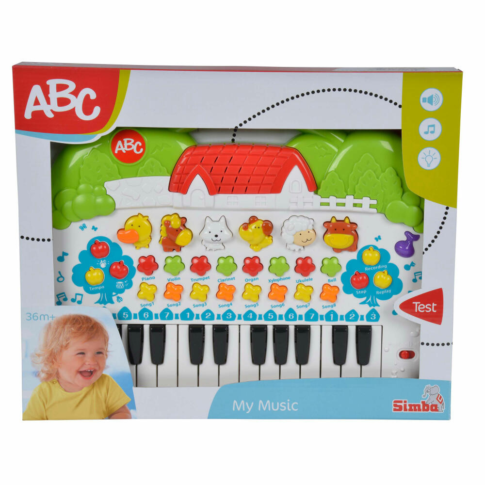 Simba ABC Animal Keyboard, Keyboard, Piano, Instrument, Animal Sounds, Recorder, Children, Toy, 104018188