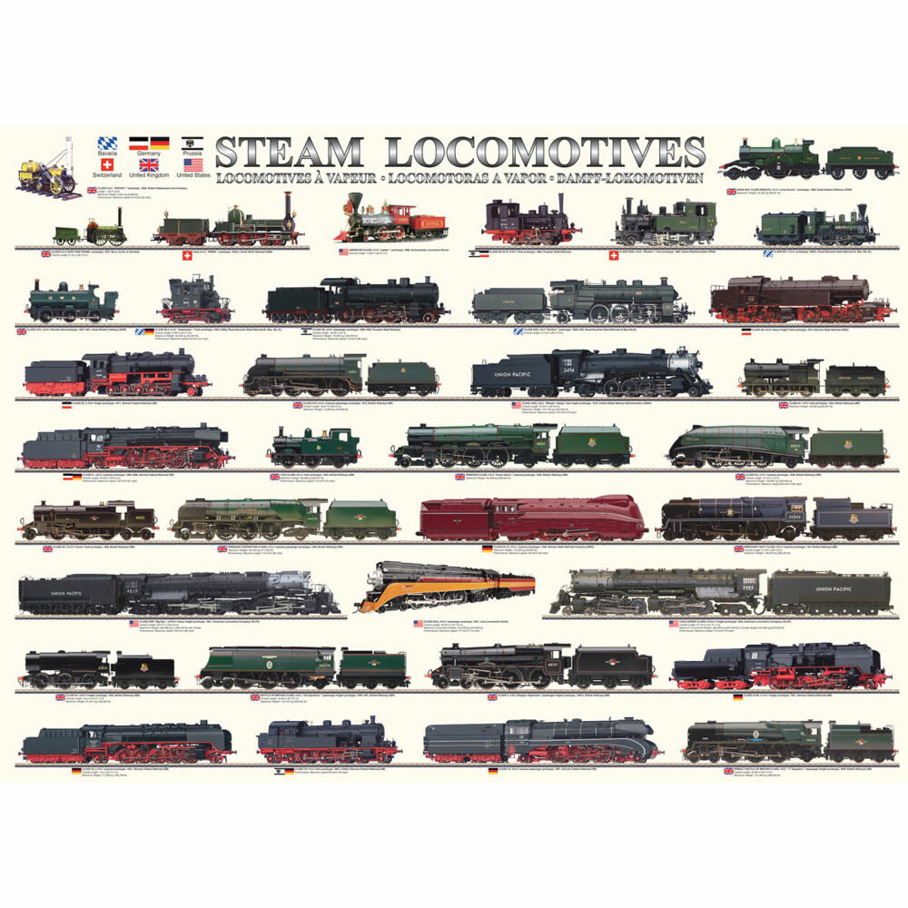 Eurographics Puzzle Steam Locomotives, Railway, 1000 pieces, 68 x 48 cm, 6000-0090