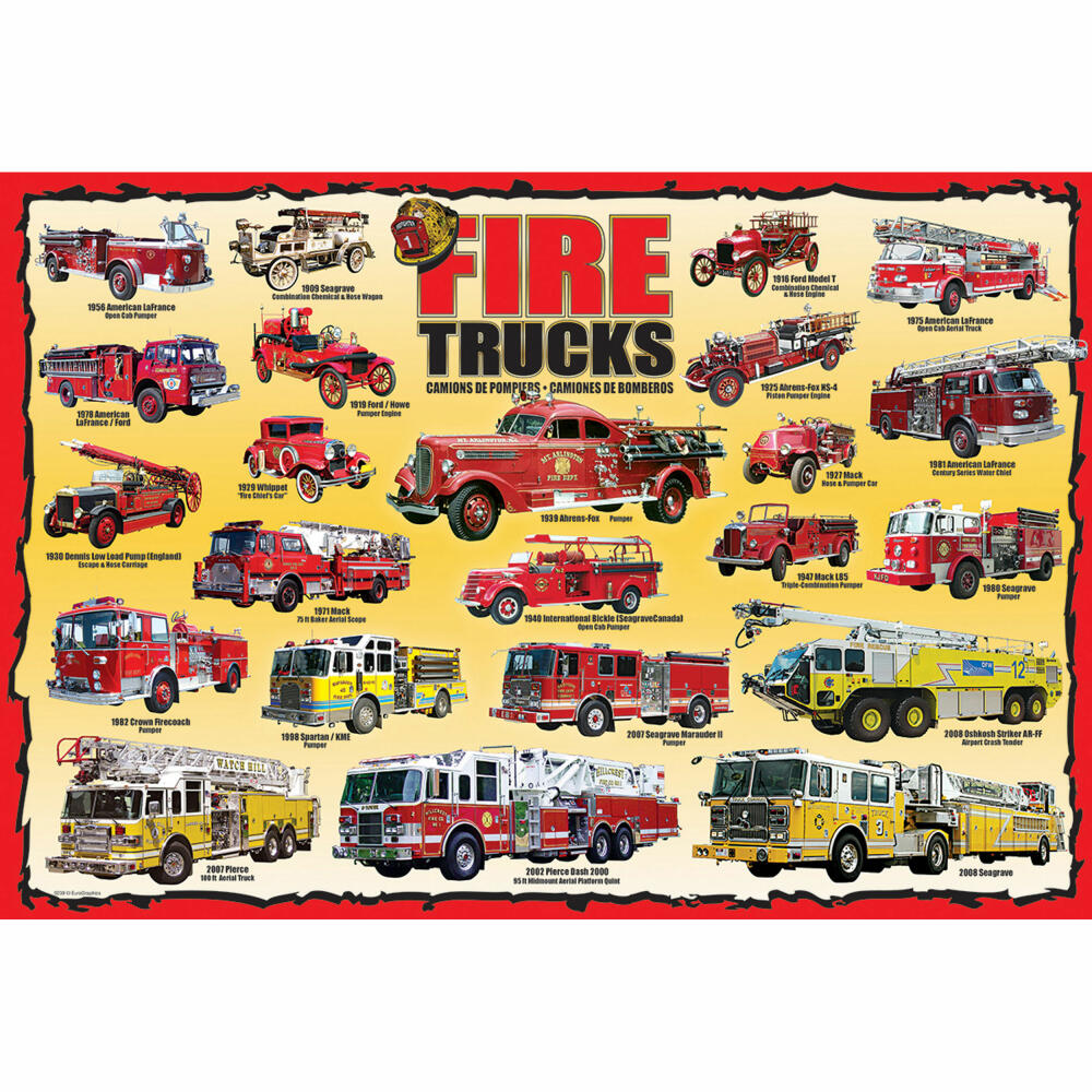 Eurographics Puzzle Feuerwehrautos, Kinderpuzzle, 100 Teile, 48 x 33 cm, 6100-0239