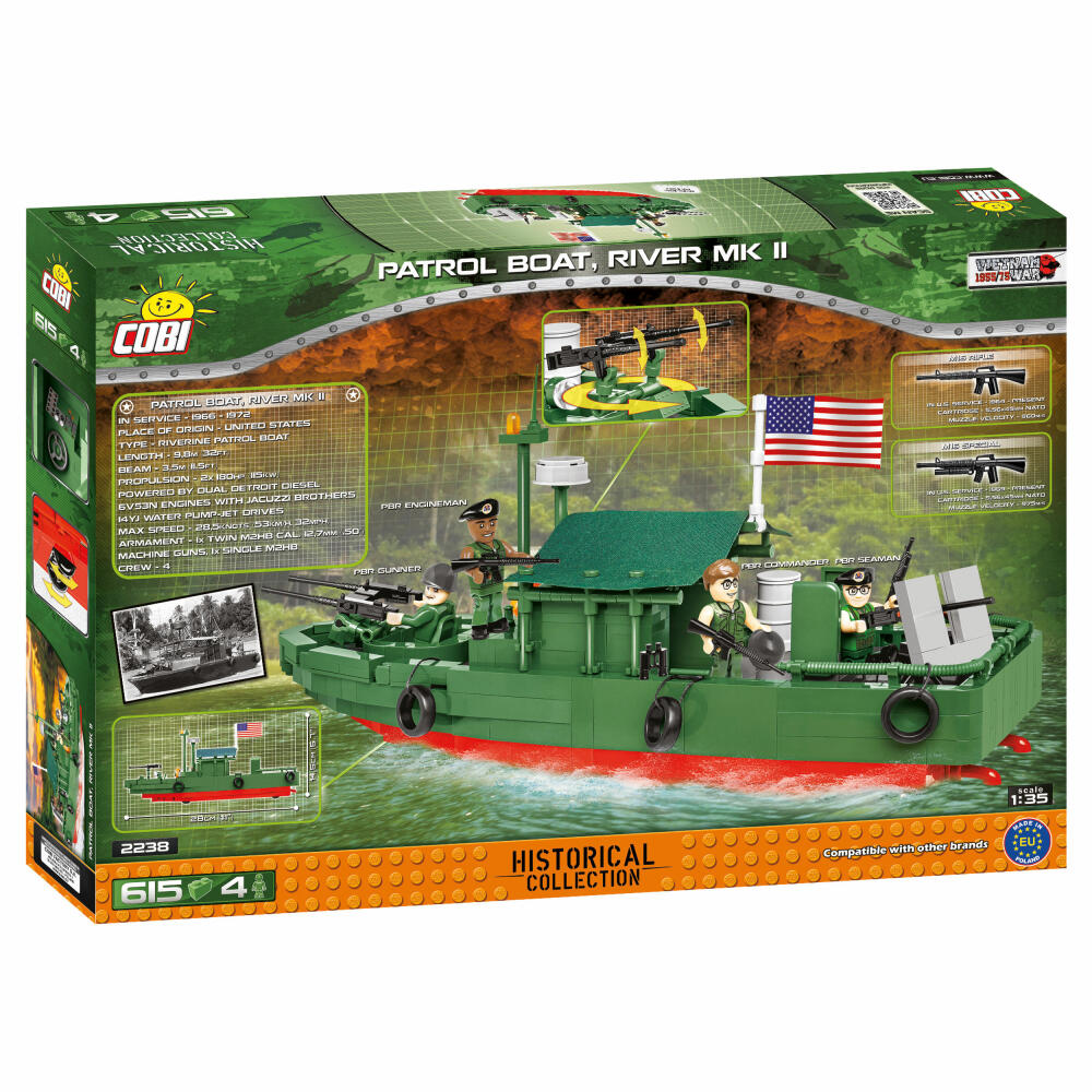 COBI Klemmbausteinset Patrol Boat River Mk II, Vietnam War Historical Collection, Patrouillenboot, Klemmbausteine, 615 Teile, 2238