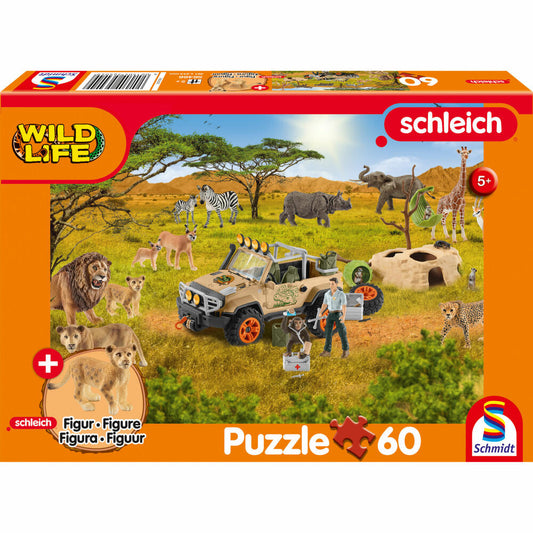 Schmidt Spiele Schleich Wild Life In the Sarvanne, Puzzle, Children's Puzzle, with Add-on, 60 Pieces, 56466