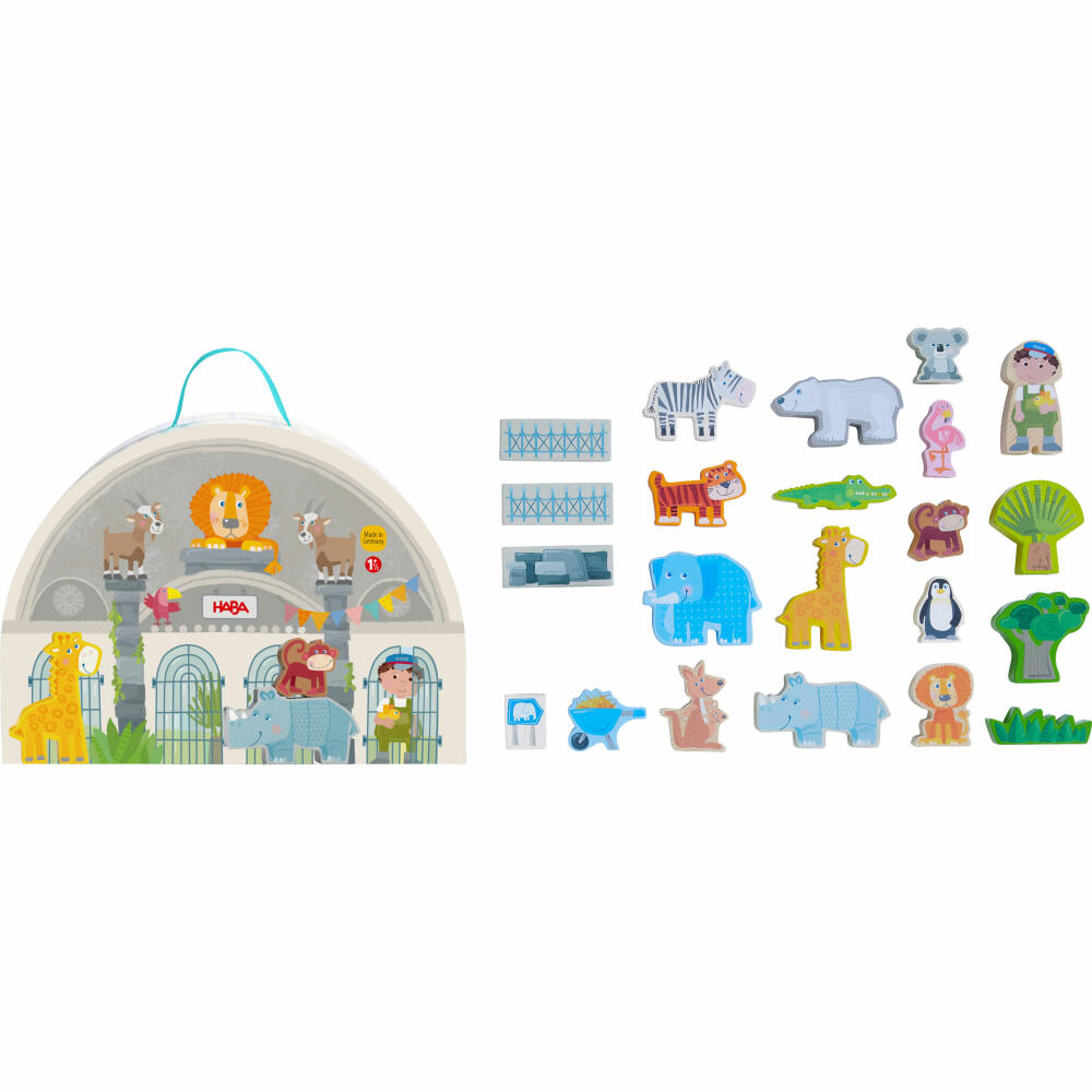 HABA Playset Play World Zoo, wooden toy, animal figures, from 1.5 years, 1306941001