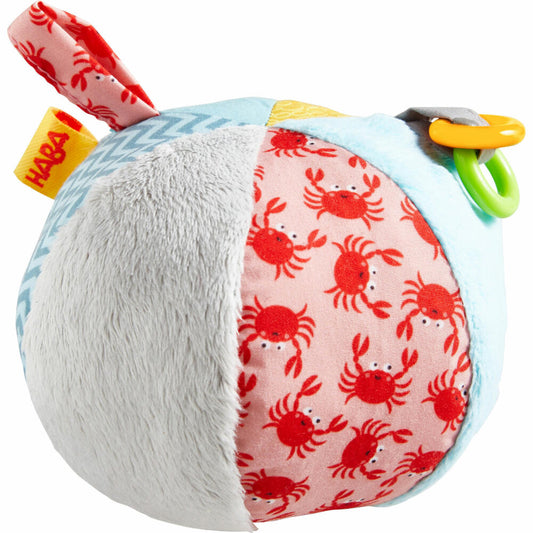 HABA Babyball Meereswelt, Spielball, Spielzeug Ball, ab 6 Monaten, ABS-Kunststoff, Polyester, 14 cm, 306077