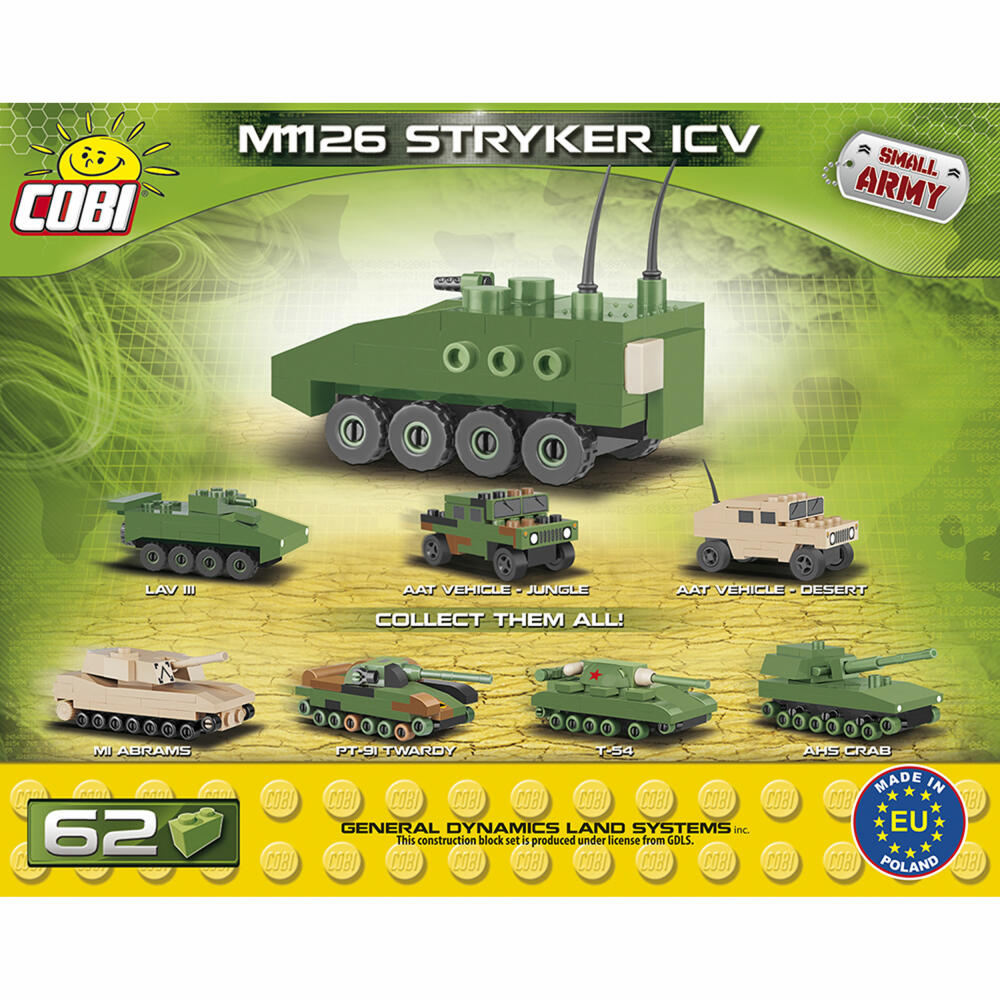COBI World War 2 M1126 Stryker ICV, Fahrzeug, Militär, Soldaten, Figur, Konstruktionsbausteine, 62 Teile, 2242