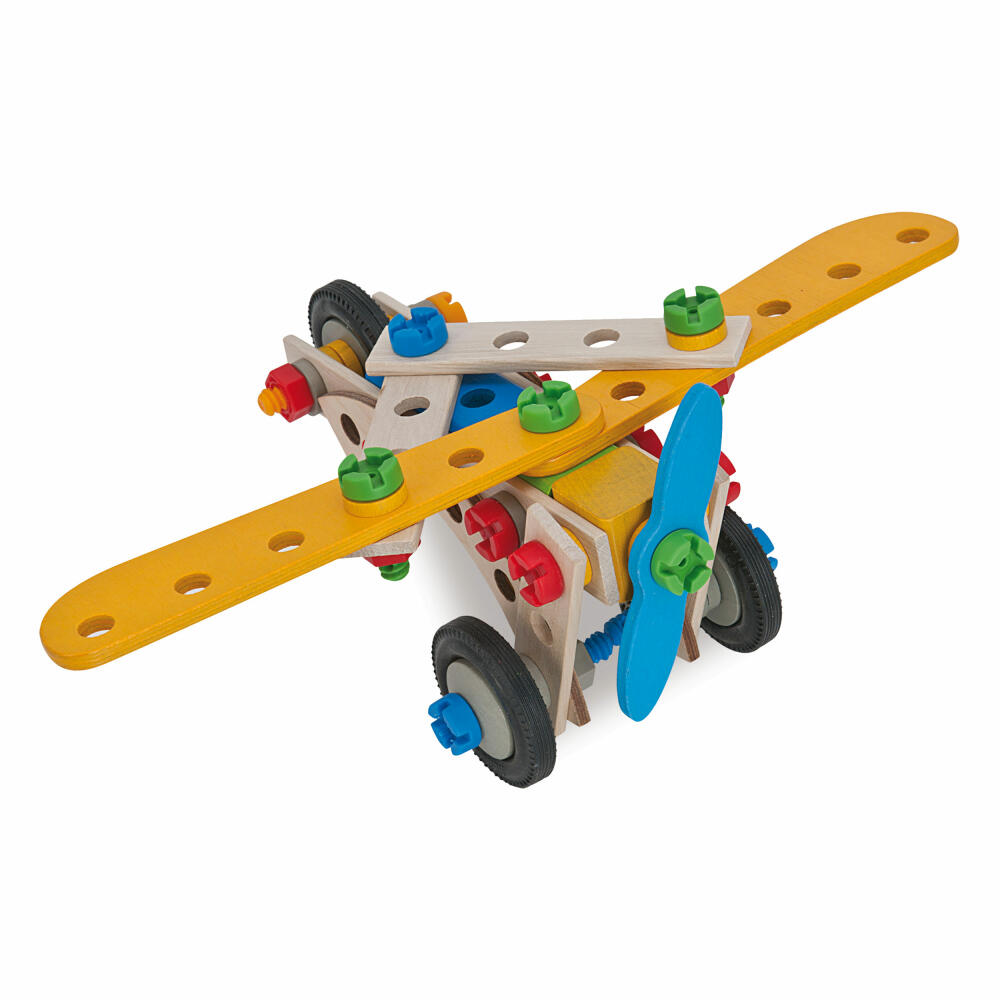 Eichhorn Constructor Kranwagen Set, 70-tlg., Baukasten, Bau Set, Bausatz, Kinder Spielzeug, Holz, 100039022