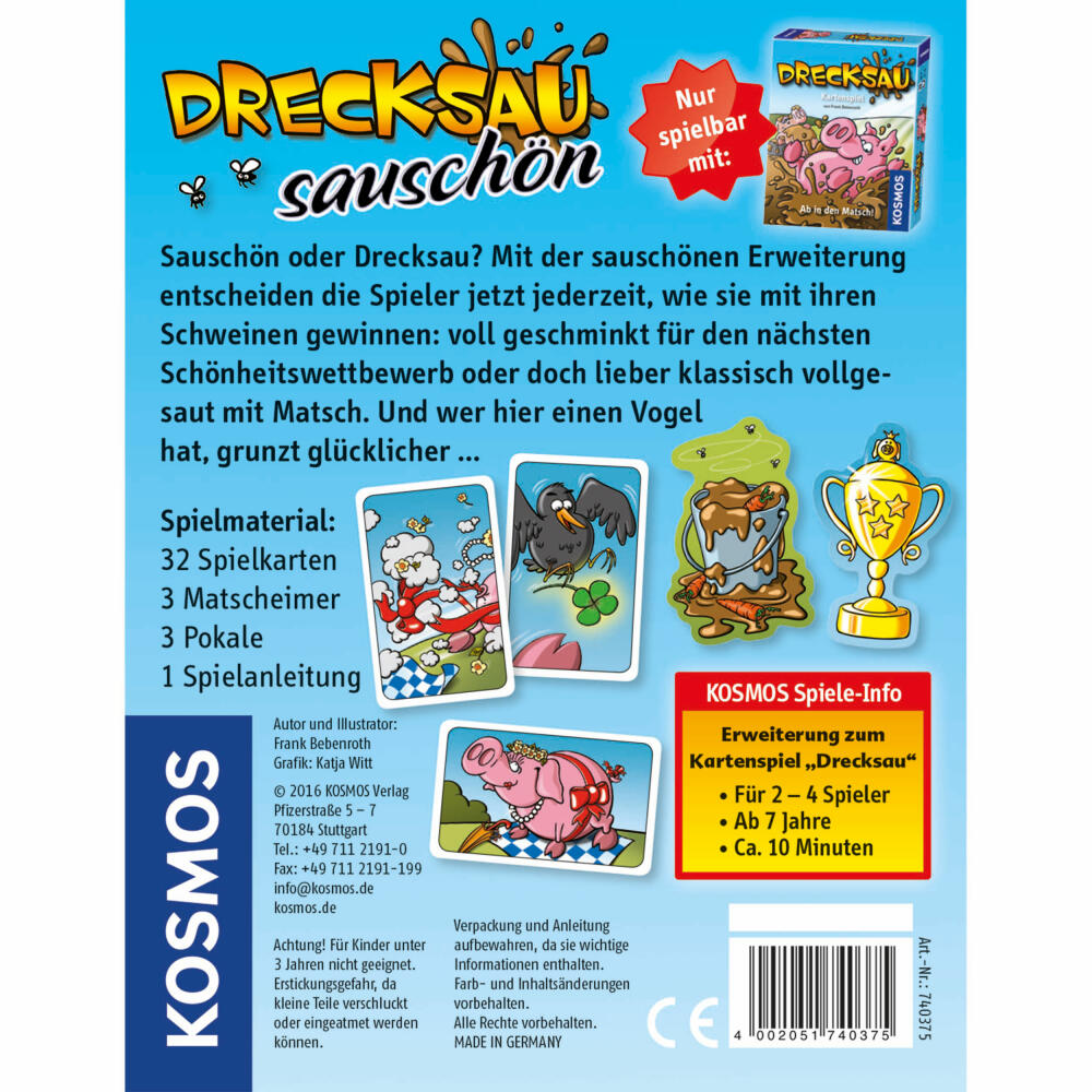 KOSMOS children's games Drecksau -Sauschön, extension to the basic game, card game, card game, from 7 years, 740375