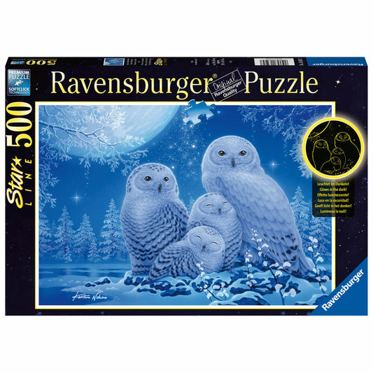 Ravensburger Puzzle Owls in the Moonlight, Starline, Adult Puzzle, Adult Puzzles, 500 Pieces, 16595