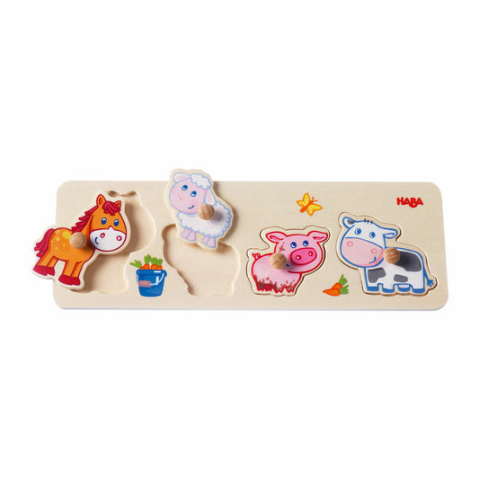 HABA Grasping Puzzle Farm Animal Children, Grasping Puzzle, Puzzle Game, Children's Puzzle, Toy, 301939