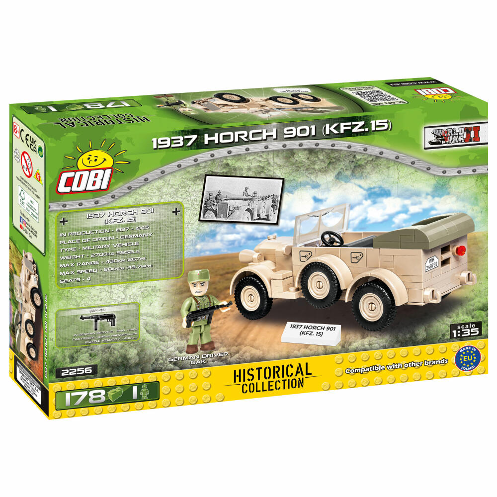 COBI 1937 Horch 901 kfz.15 World War 2, Militär, Fahrzeug, Soldaten, Figur, Spielzeug, Konstruktionsbausteine, Kunststoff, 178 Teile, 2256