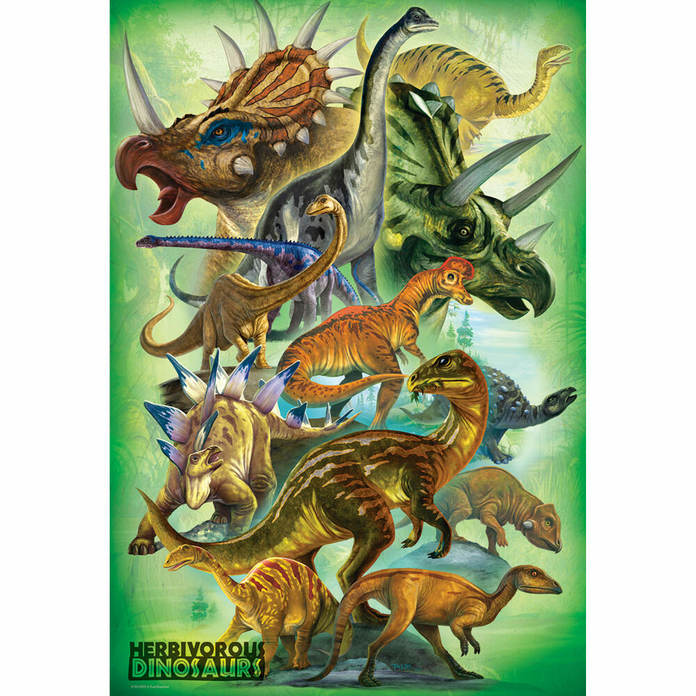 Eurographics Puzzle Pflanzenfressende Dinosaurier, 100 Teile, 48 x 33 cm, 6100-0360