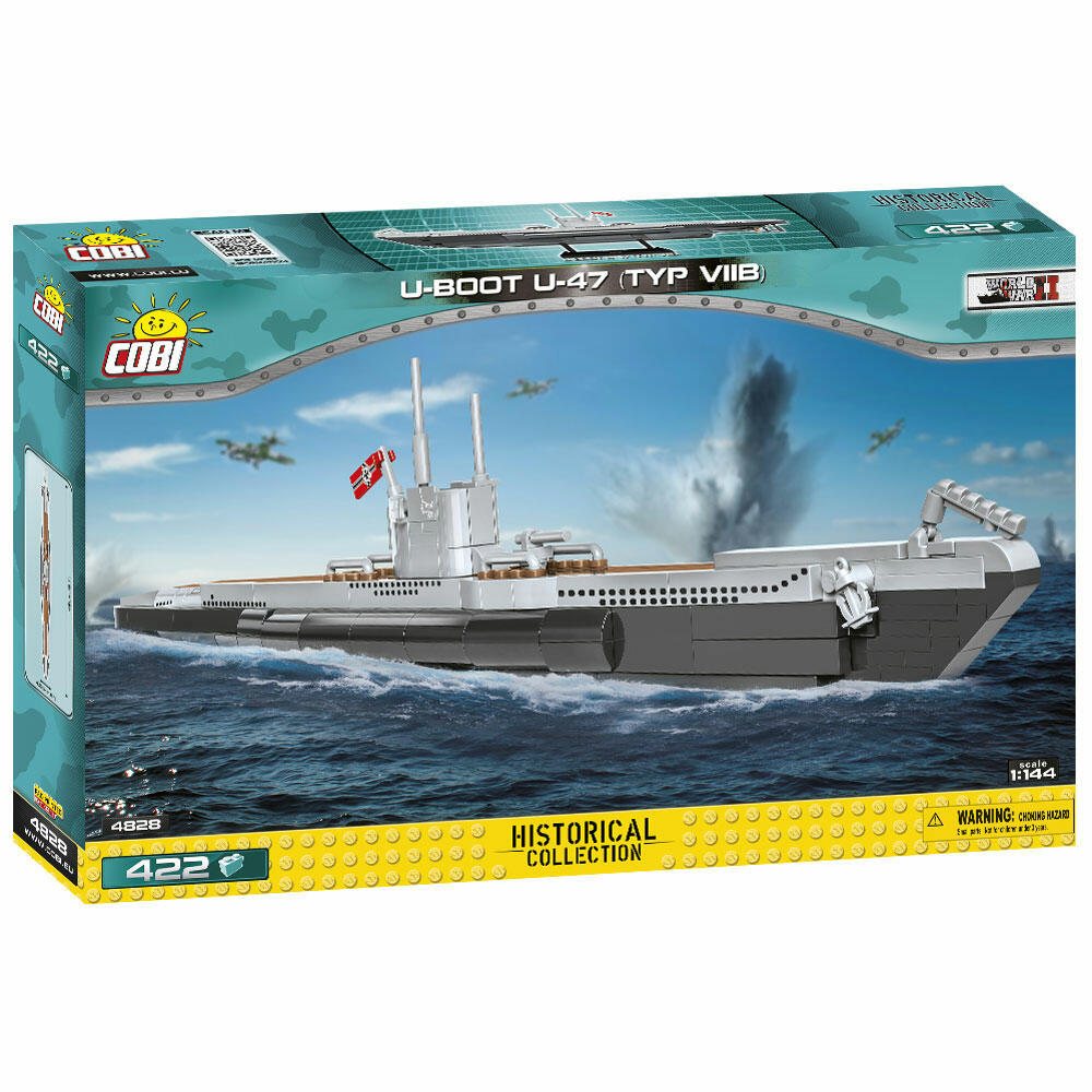 COBI Klemmbausteinset U-Boot U-47 TYP VII B, World War 2 Historical Collection, U-Boot, Klemmbausteine, 422 Teile, 4828