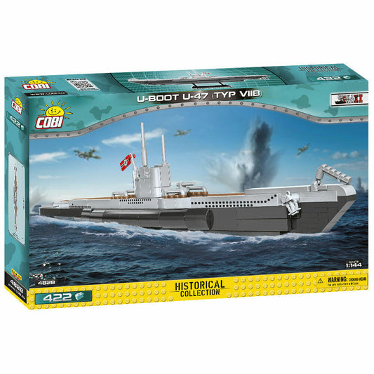 COBI Klemmbausteinset U-Boot U-47 TYP VII B, World War 2 Historical Collection, U-Boot, Klemmbausteine, 422 Teile, 4828
