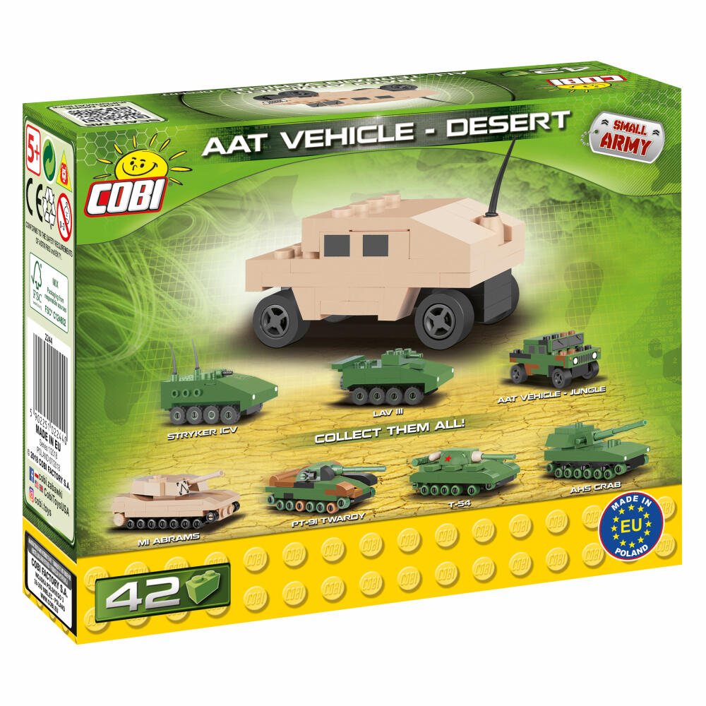 COBI World War 2 Nato AAT Vehicle Desert Nano, Vehicle, Military, Soldiers, Figure, Construction Bricks, 42 Parts, 2244