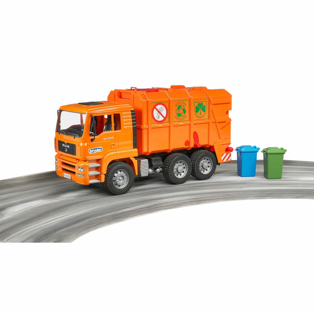 Bruder Commercial Vehicles MAN TGA Garbage Truck Orange, Garbage Truck, Model Vehicle, Model Vehicle, Toy, 02760