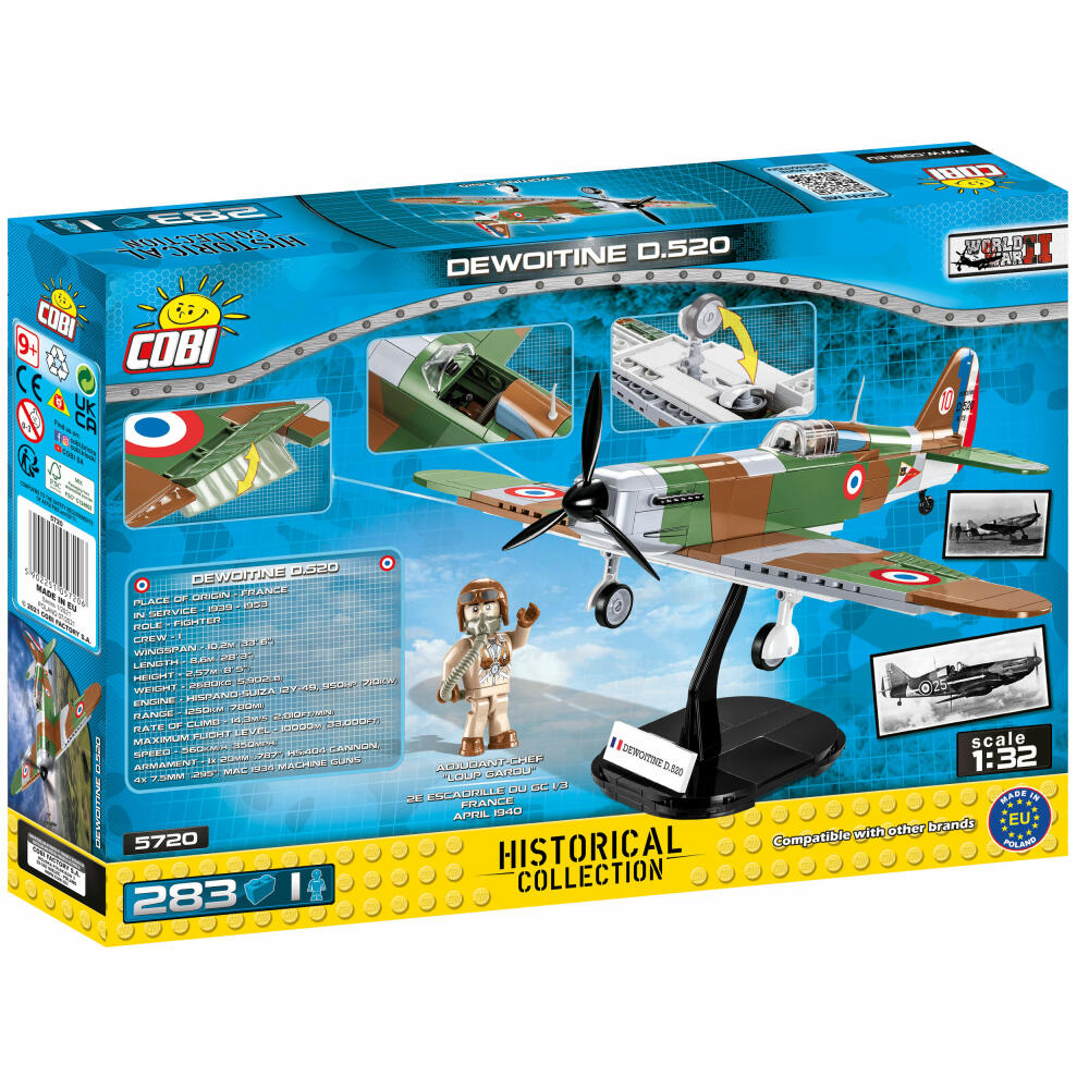 COBI Dewoitine D.520  World War 2, Militär, Spielzeug, Konstruktionsbausteine, Kunststoff, 283 Teile, 5720