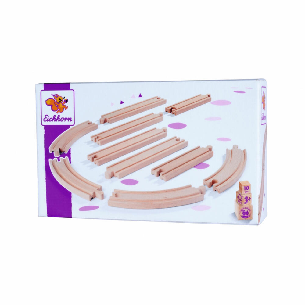Eichhorn Railway Track Set, 10 pcs., Railway Accessories, Wooden Railway, Supplement, Extension, Tracks, 100006403